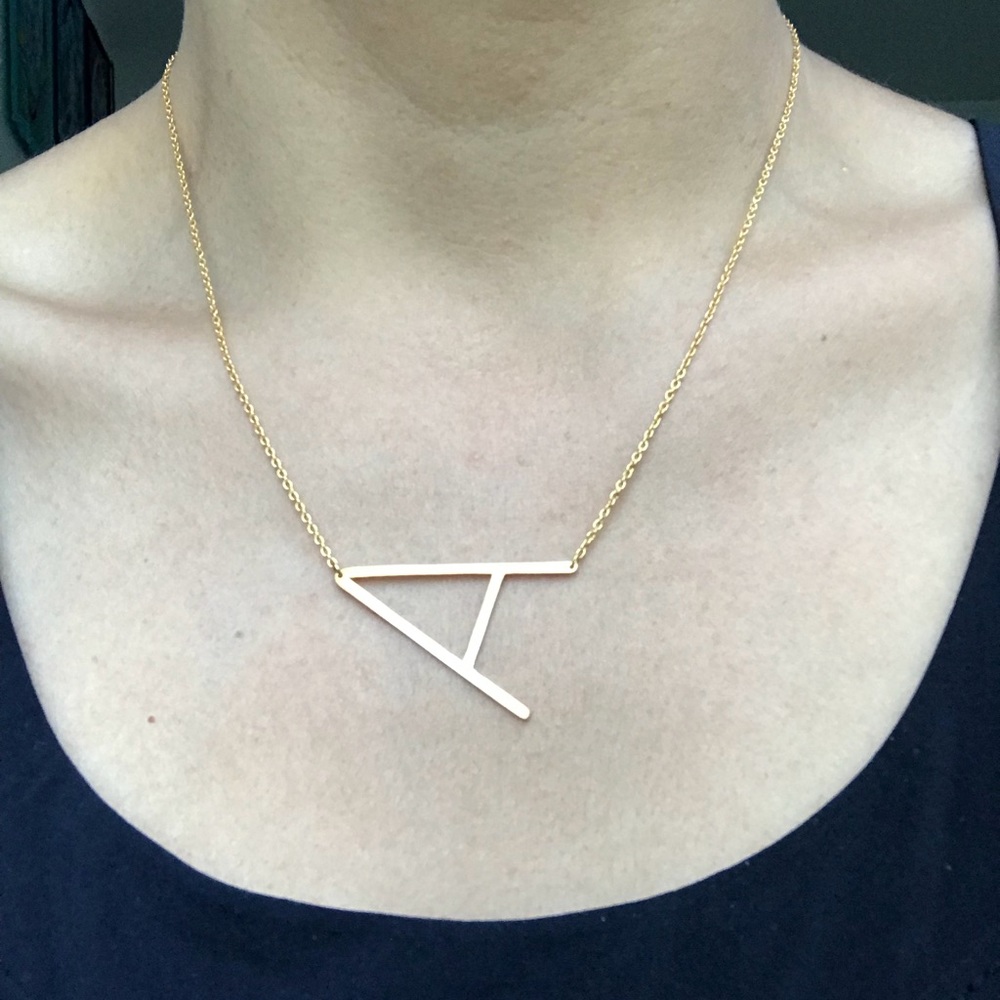 Gold Necklace with Letter A